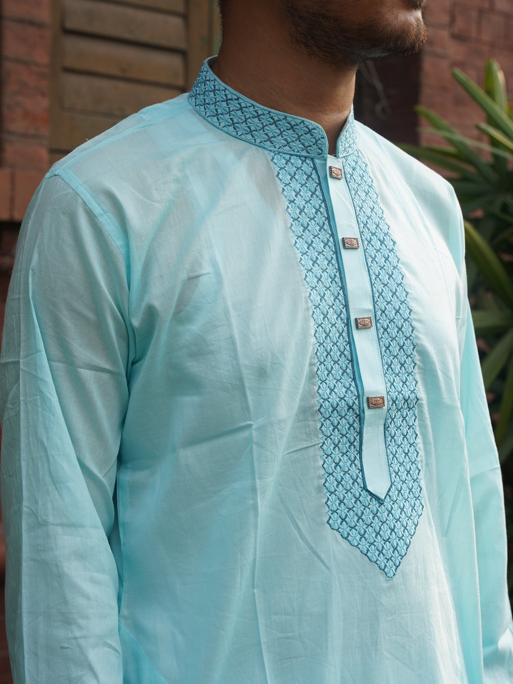 111-Sky Embroidered Addi Cotton 100% Suti Panjabi