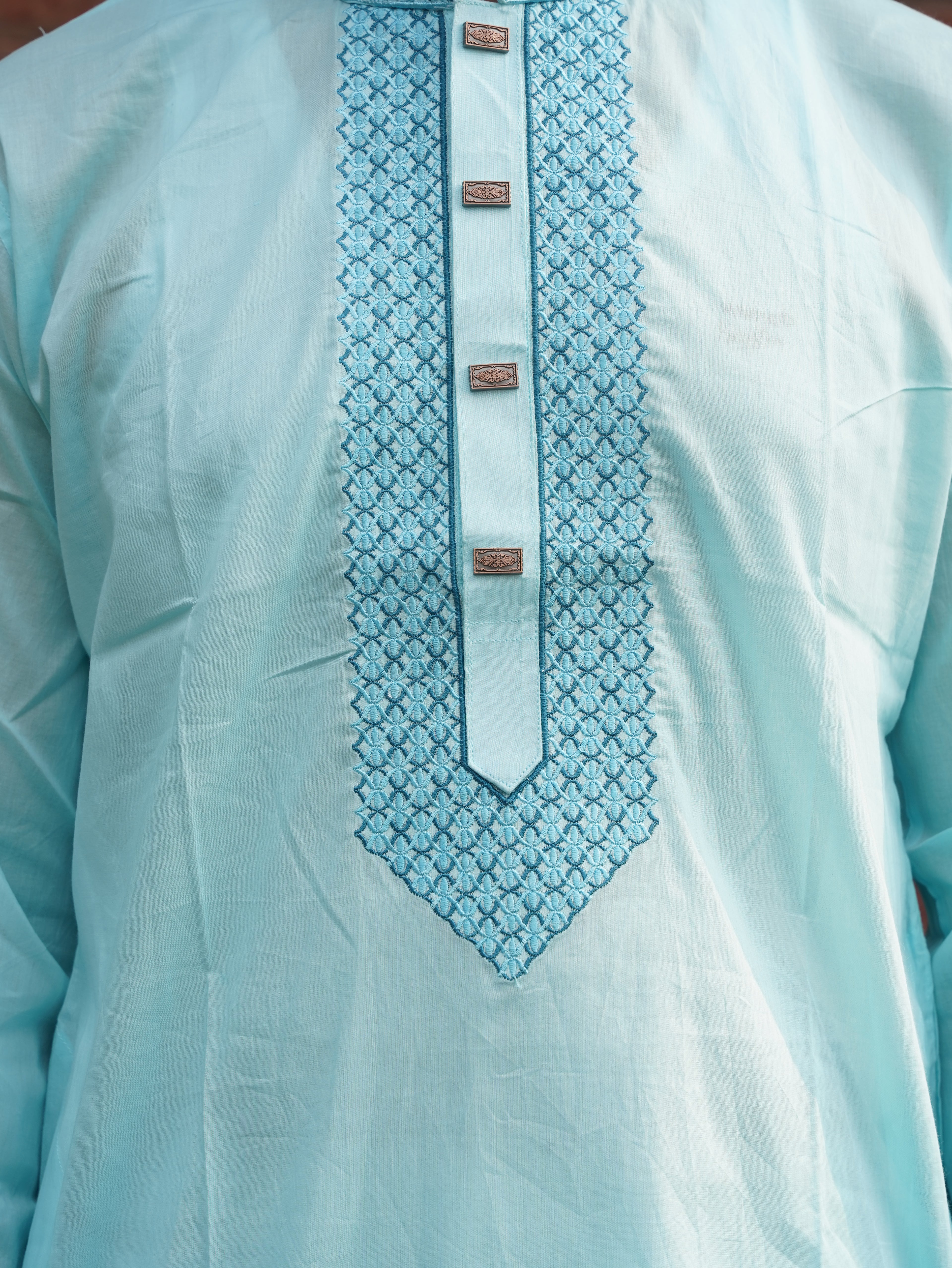 111-Sky Embroidered Addi Cotton 100% Suti Panjabi