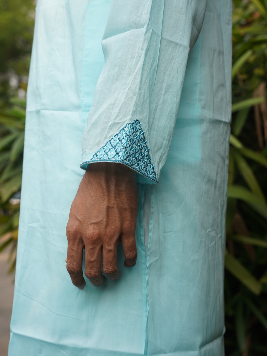 111-Sky Embroidered Addi Cotton 100% Suti Panjabi