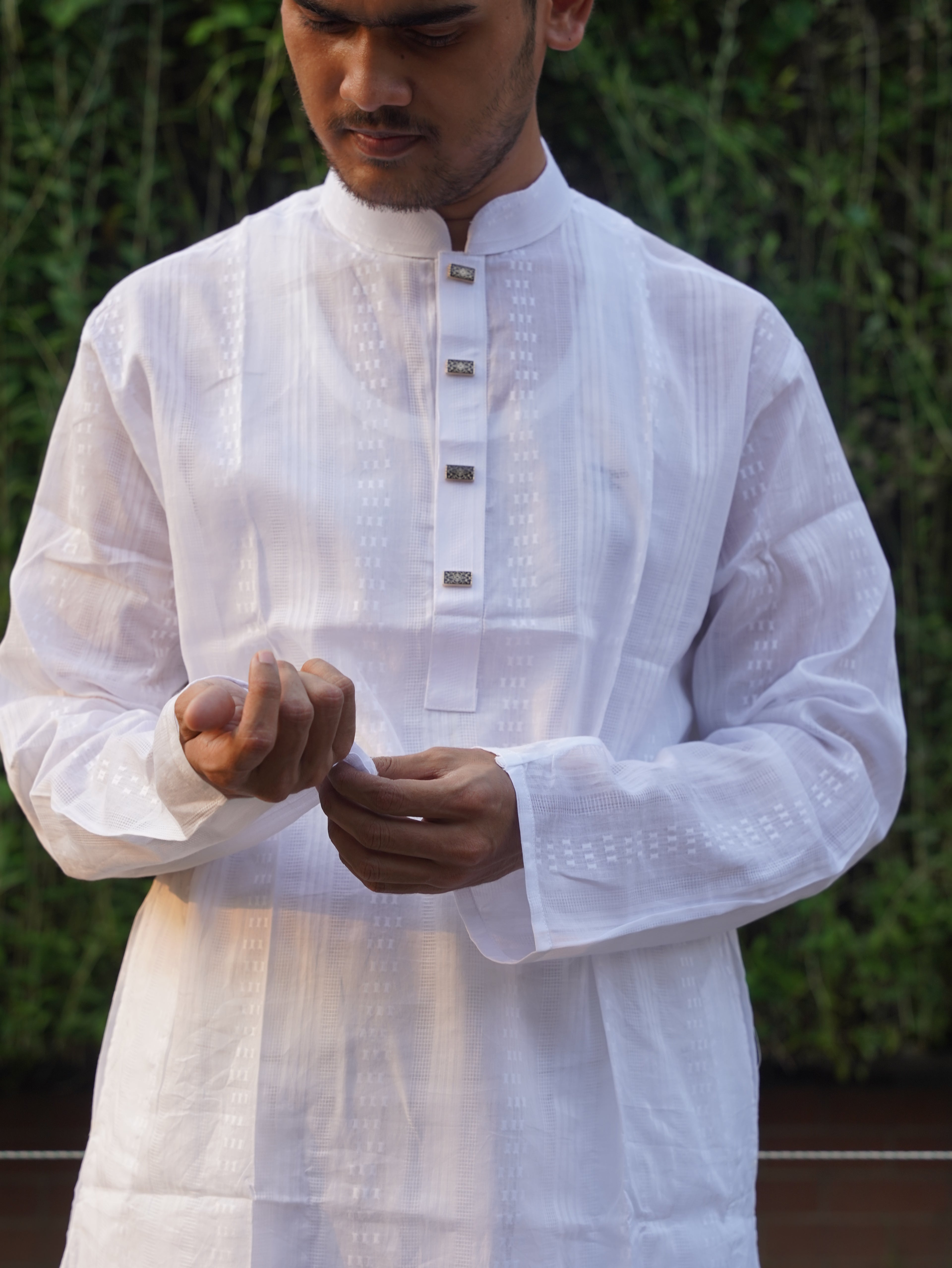 107-White Printed Addi Cotton 100% Suti Panjabi