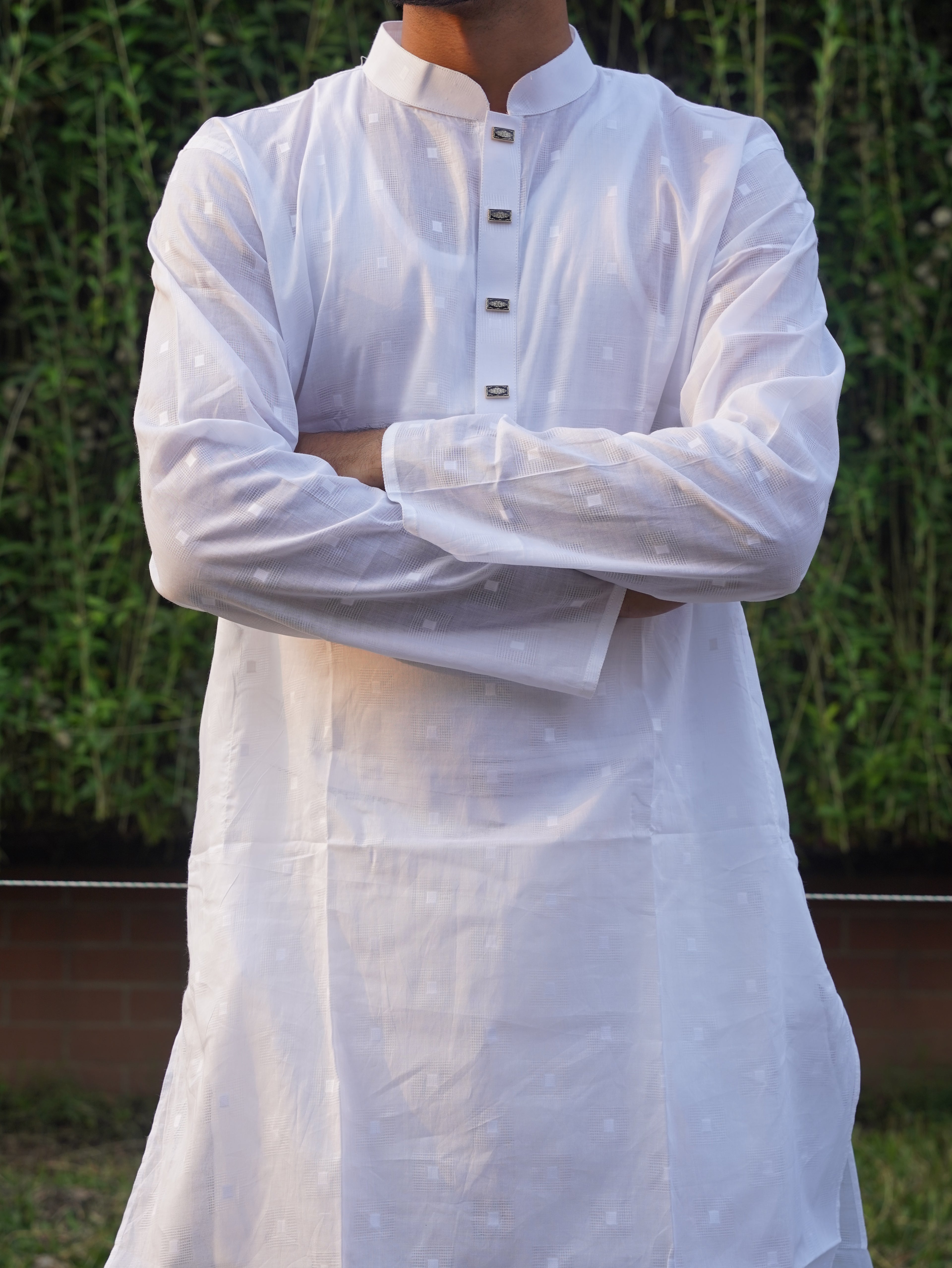 108-White Printed Addi Cotton 100% Suti Panjabi