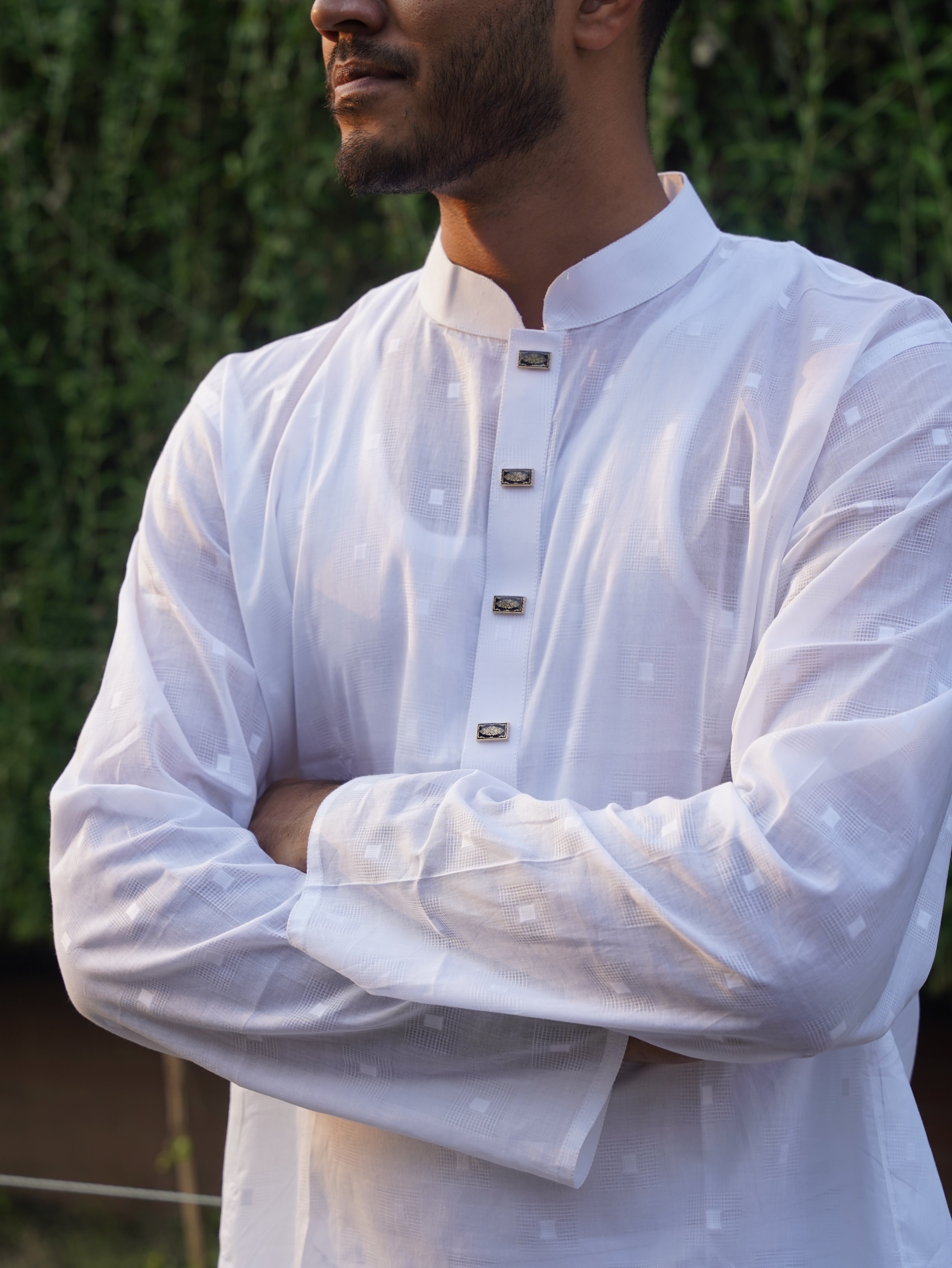 108-White Printed Addi Cotton 100% Suti Panjabi