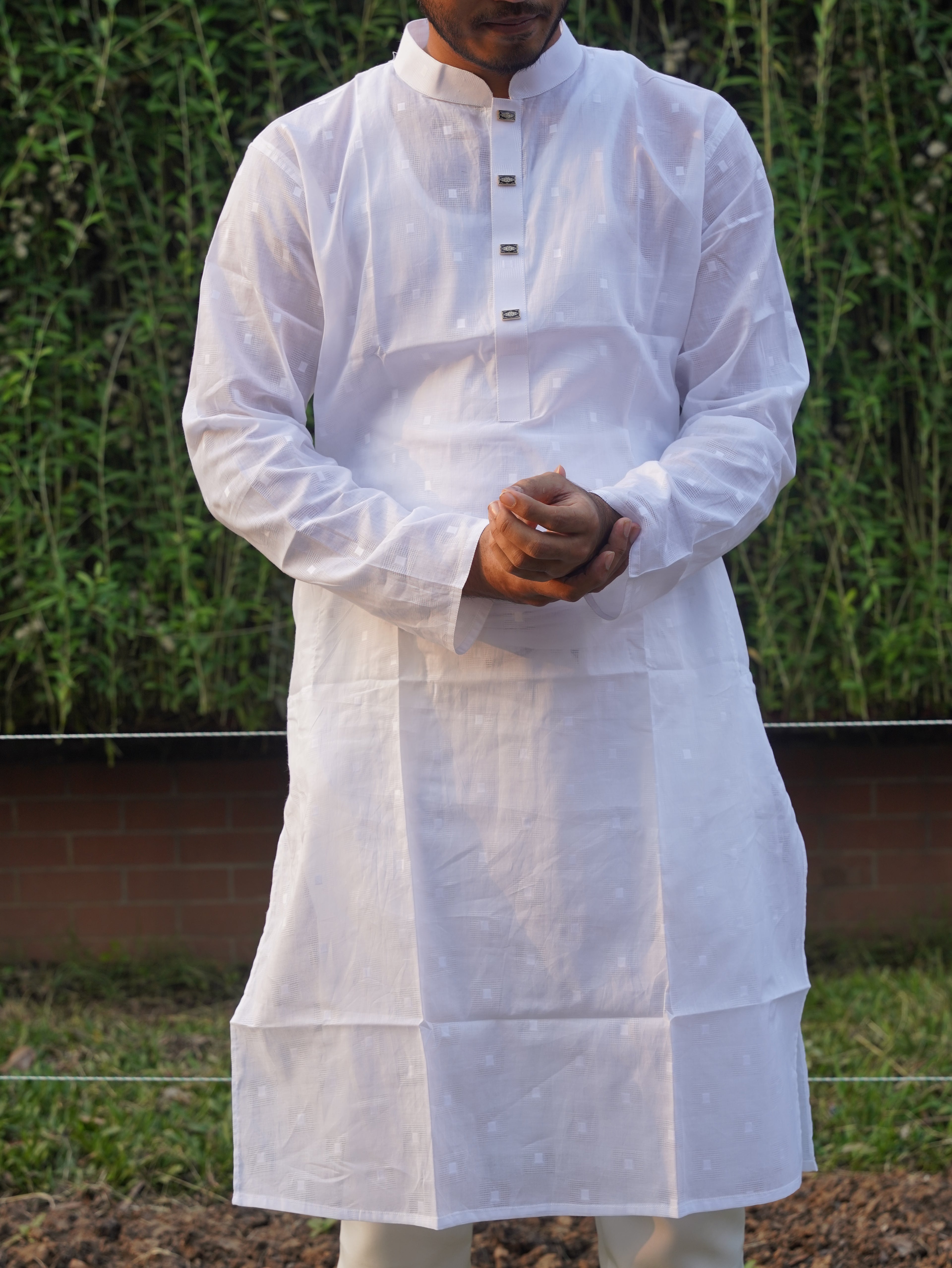 108-White Printed Addi Cotton 100% Suti Panjabi