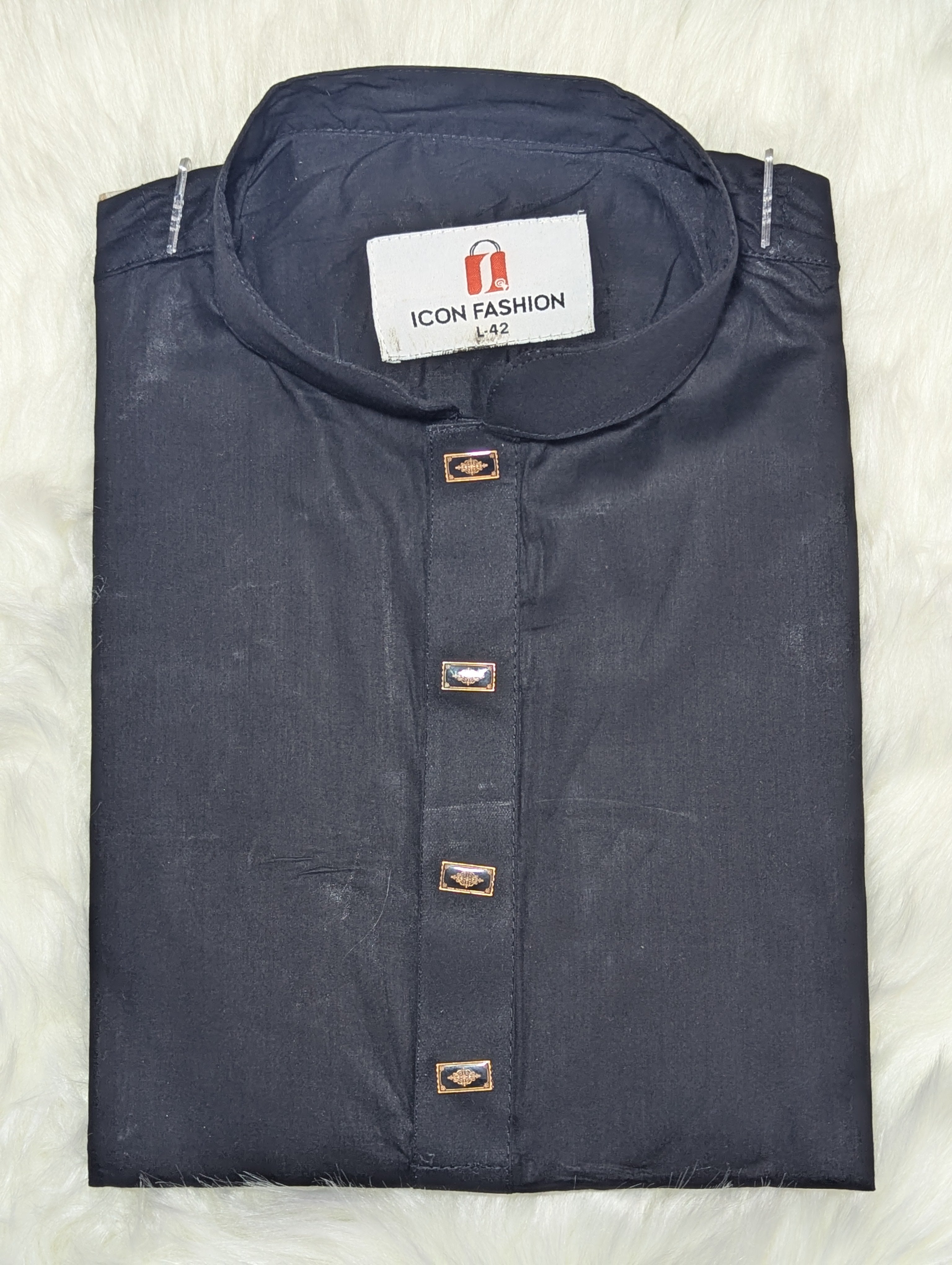 103-Black Addi Cotton 100% Suti Panjabi